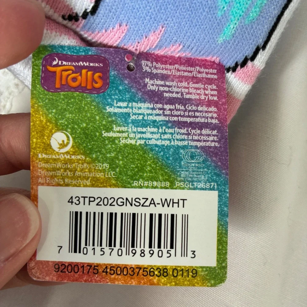 DreamWorks Trolls Girls 5 Pair Pack Low Cut Socks Shoe SZ 7-10 Poppy Branch NEW